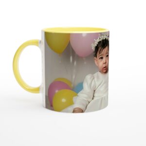 White 11oz Ceramic Mug with Color Inside Ceramic Yellow
